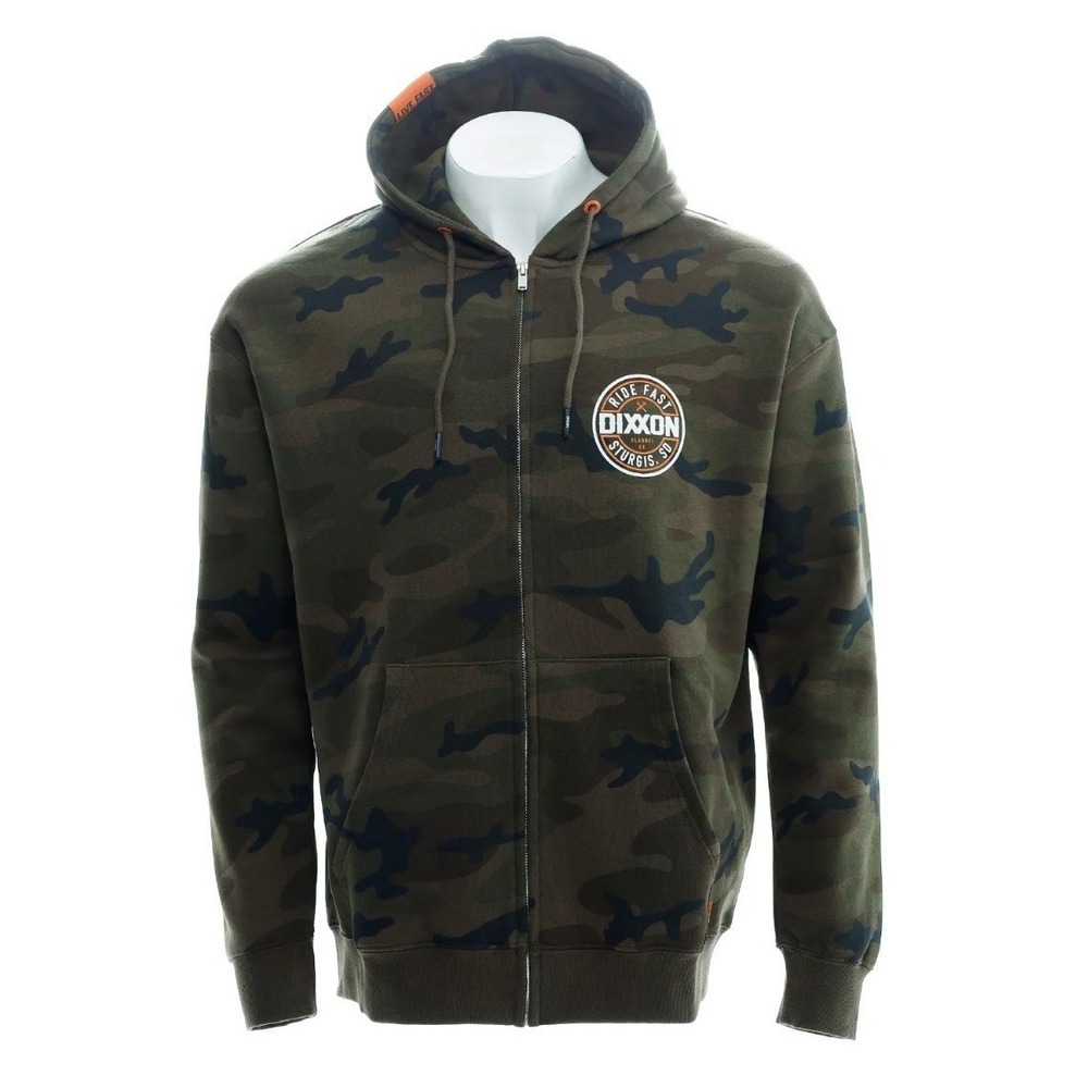 DIXXON Zip Up Camo Hoodie Mens 3XL Sturgis Ride Fast‎ Green Camouflage